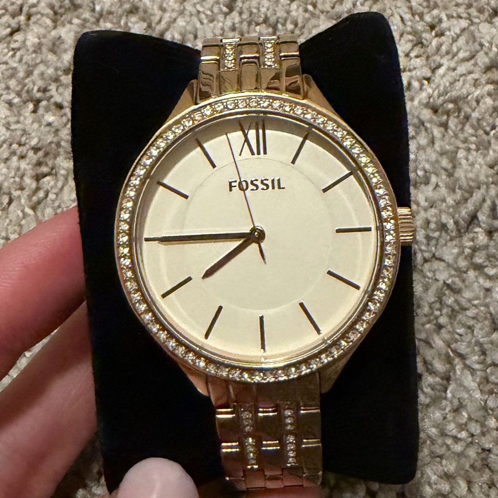 Fossil Women's Gold Watch with Crystal Accents